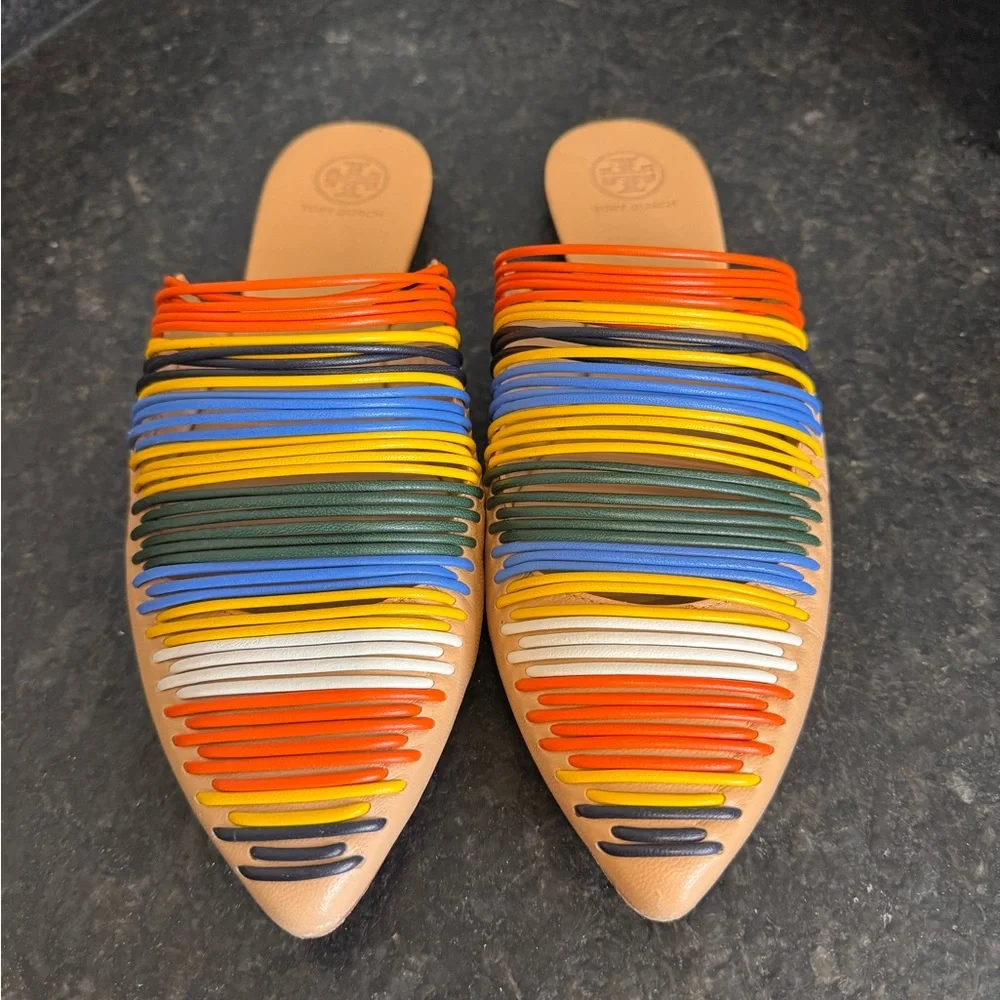 Tory Burch Sienna Striped Mules